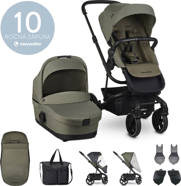 EASYWALKER Set XXL kočárek kombinovaný Harvey3 Sage Green s příslušenstvím - obrázek 1