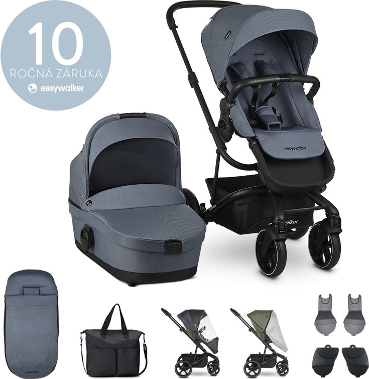 EASYWALKER Set XXL kočárek kombinovaný Harvey3 Steel Blue s příslušenstvím - obrázek 1