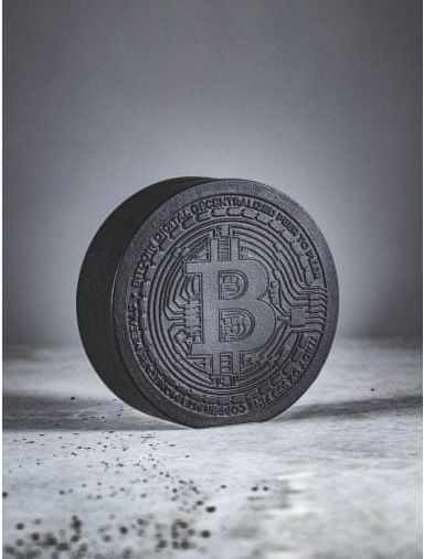 Keramická kasička v designu Bitcoinu - matná černá - obrázek 1