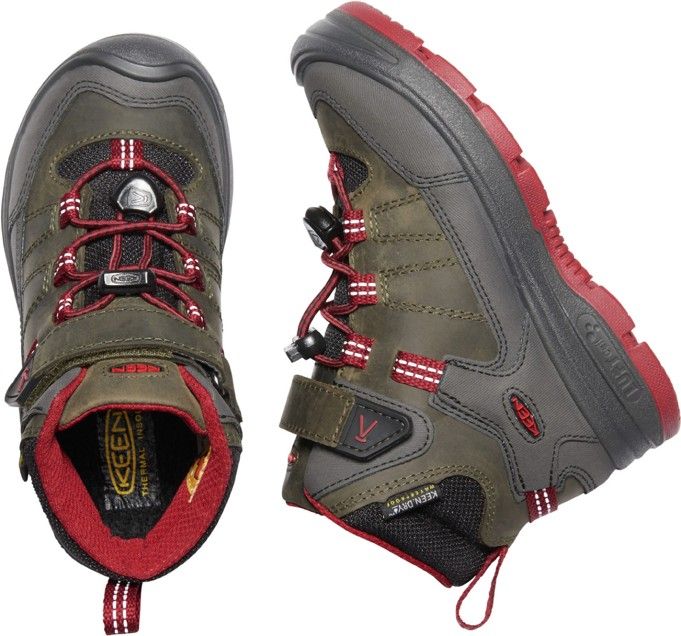 KEEN REDWOOD MID WP Y steel grey/red dahlia velikost: US1 -32/33 EU - obrázek 2