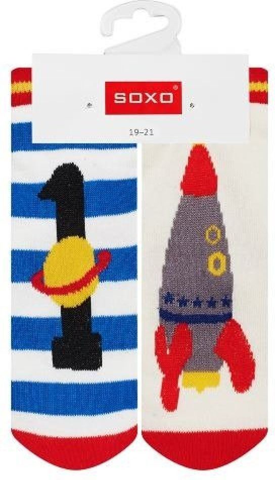 Narozeninové ponožky SOXO, modré, motiv 1 rok Velikost: EU 19 - 21 - obrázek 1