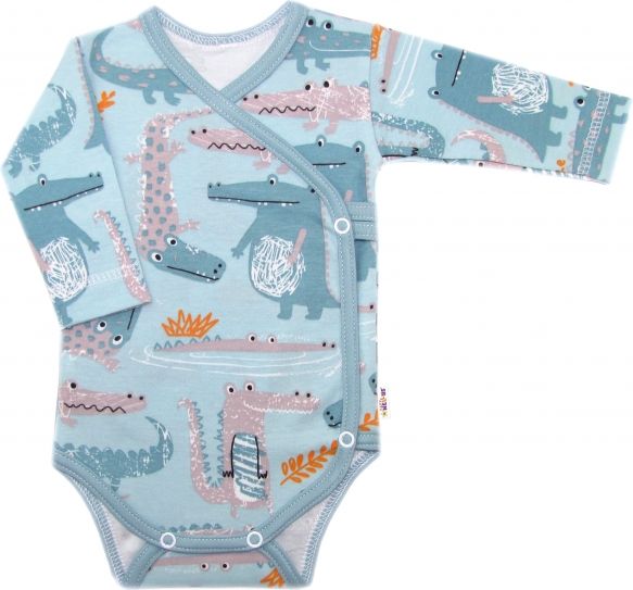 Baby Nellys Baby Nellys 2-dílná sada, body dl.rukáv zap. bokem + polodupačky Krokodýl Eda, vel. 56 56 (0-3m) - obrázek 2