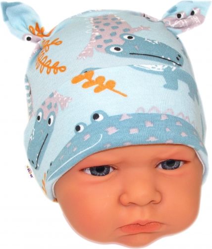 Baby Nellys Baby Nellys Kojenecká bavlněná čepička uzlíček - Krokodýl Eda 50-56 (0-2m) - obrázek 2