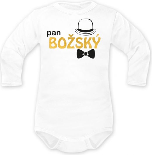 DEJNA DEJNA Body dlouhý rukáv pan BOŽSKÝ - bílé, zlatá, vel. 92 92 (18-24m)