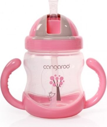 Cangaroo Cangoroo Tréninkový hrneček se slámkou - růžový, 280 ml - obrázek 1