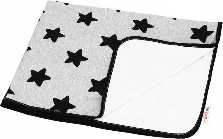 Baby Nellys Baby Nellys Oboustranná deka STAR 100 x 75 cm - šedá, černé hvězdy - obrázek 1