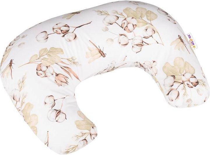 Baby Nellys Baby Nellys Bavlněný kojící polštář 125 cm, COTTON premium - bílá/béžová - obrázek 1