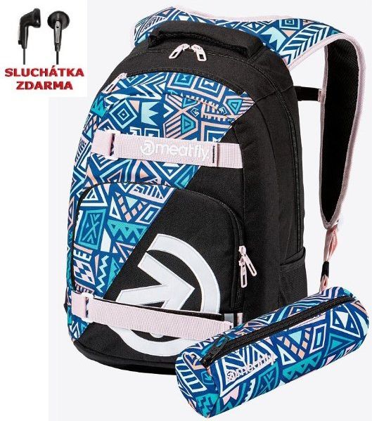 Studentský batoh Meatfly Exile Dancing Mint Black 24 L + Penál a Sluchátka ZDARMA - obrázek 1