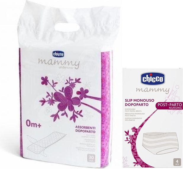 CHICCO Vložky poporodní 30 ks + Elastické kalhotky po porodu 4 ks - obrázek 1