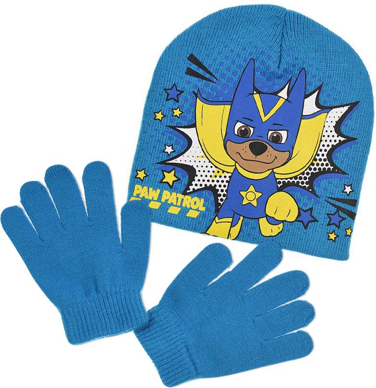 Chlapecká čepice a rukavice PAW PATROL modrá Velikost: 52 cm - obrázek 1