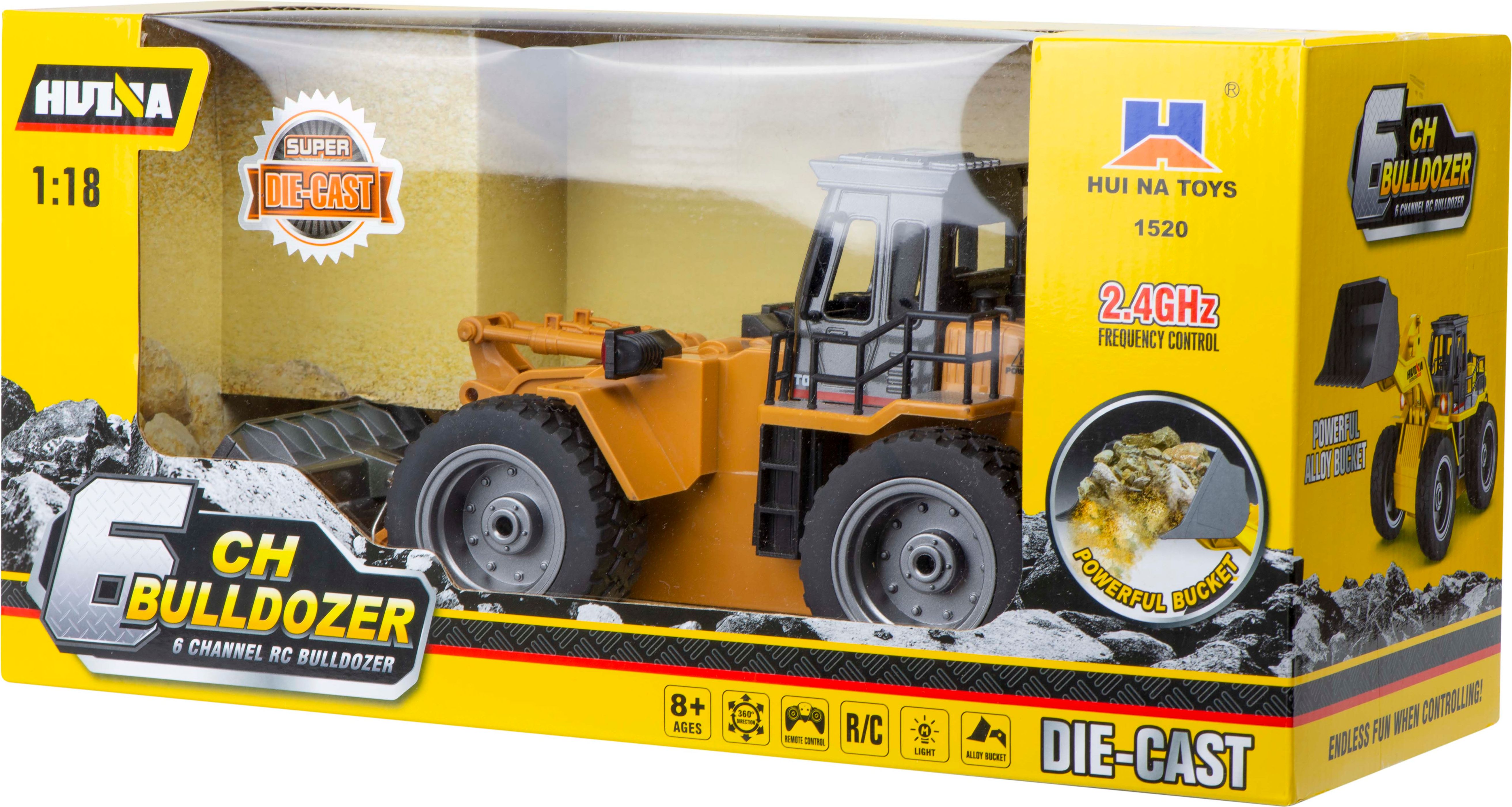 HUINA 1520 RC Buldozer s kovovou lžící 6CH, 2,4GHz 1:18 - obrázek 5