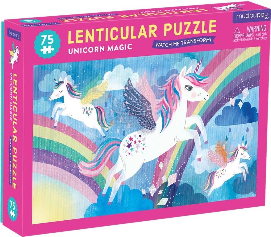 Mudpuppy Magické puzzle - Kouzlo Jednorožce (75 ks) / Lenticular Puzzle Unicorn Magic (75 pc) - obrázek 1