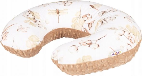 Baby Nellys Kojící polštář 125 cm, bavlna, minky, COTTON premium - bílá/béžová - obrázek 1