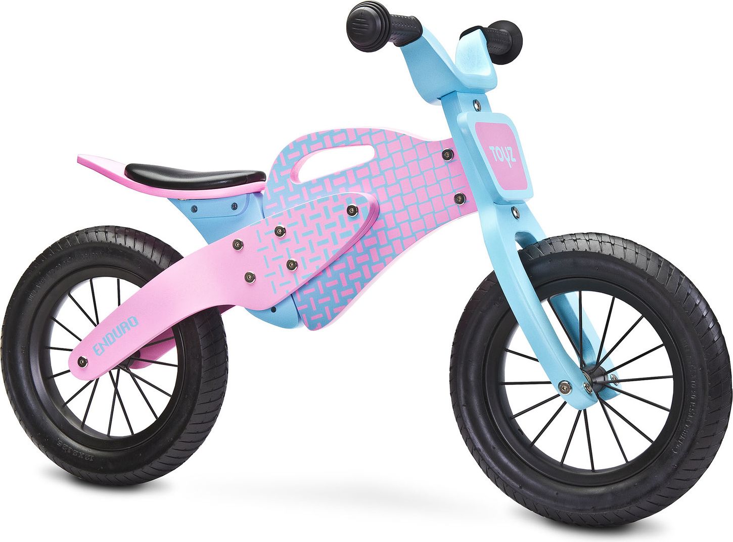 Dětské odrážedlo Enduro značky Toyz, dřevěné, barva růžová, s osobní SPZ Text na SPZ: Jsem nejrychlejší, Barva SPZ: růžová - obrázek 2