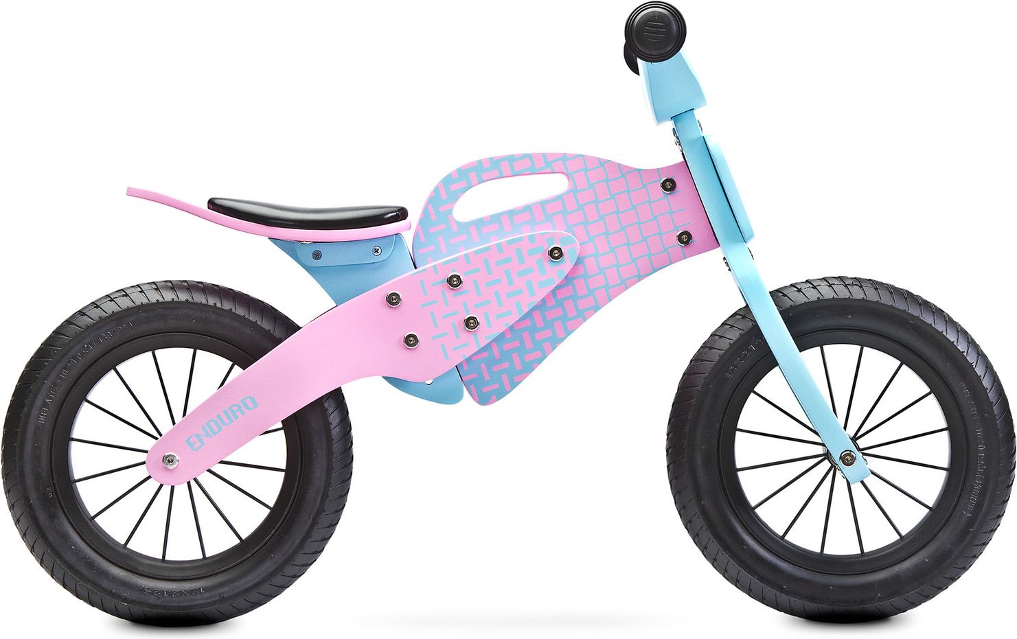 Dětské odrážedlo Enduro značky Toyz, dřevěné, barva růžová, s osobní SPZ Text na SPZ: Jedu co můžu, nelep se mi na zadek, Barva SPZ: růžová - obrázek 3