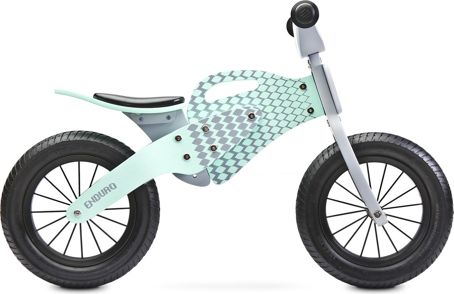 Dětske odrážedlo Enduro značky Toyz, dřevěné, barva mátová, s osobní SPZ Text na SPZ: Jsem nejrychlejší, Barva SPZ: růžová - obrázek 3