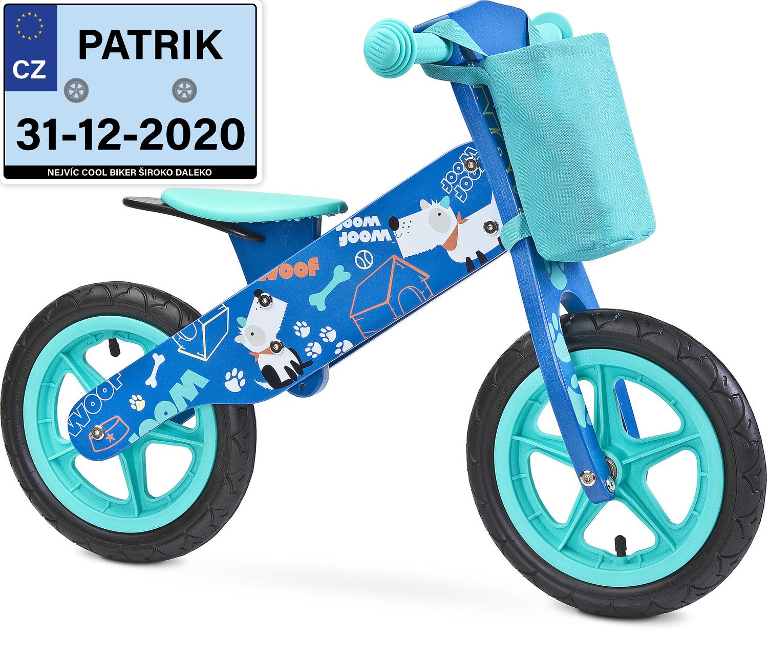 Dětské odrážedlo Zap značky Toyz, dřevěné, barva modrá, s osobní SPZ Text na SPZ: MiniSagan, Barva SPZ: - - obrázek 1