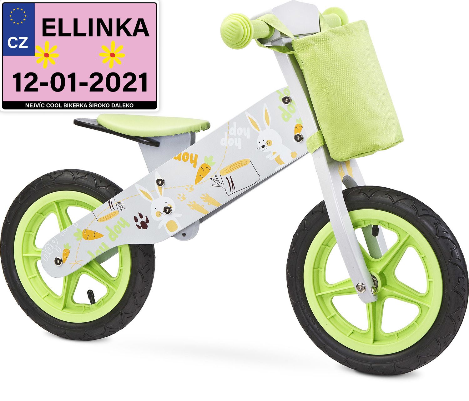 Dětské odrážedlo Zap značky Toyz, dřevěné, barva šedá, s osobní SPZ Text na SPZ: Jsem nejrychlejší, Barva SPZ: - - obrázek 1