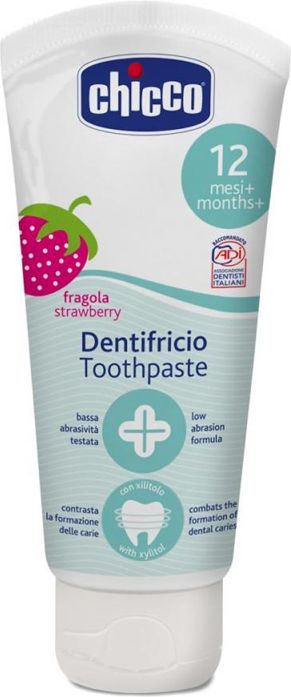 CHICCO Pasta zubní Jahoda bez fluoru 50ml, 12m+ - obrázek 1