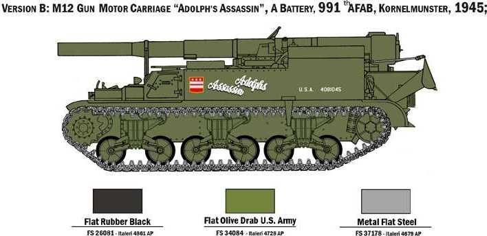 ITALERI Model Kit tank 7076 - M12 Gun Motor Carriage (1:72) - obrázek 3