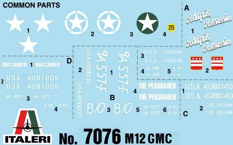 ITALERI Model Kit tank 7076 - M12 Gun Motor Carriage (1:72) - obrázek 10