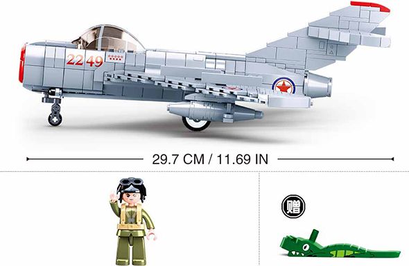 Sluban Model Bricks M38-B0983 Proudový stíhací letoun MiG-15 - obrázek 3