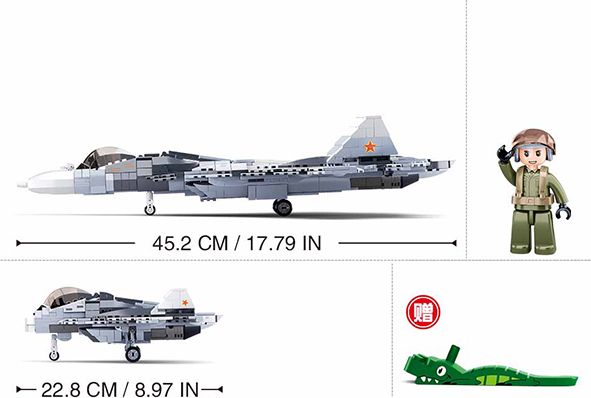 Sluban Model Bricks M38-B0986 Proudový stíhací letoun Su-57 2v1 - obrázek 3