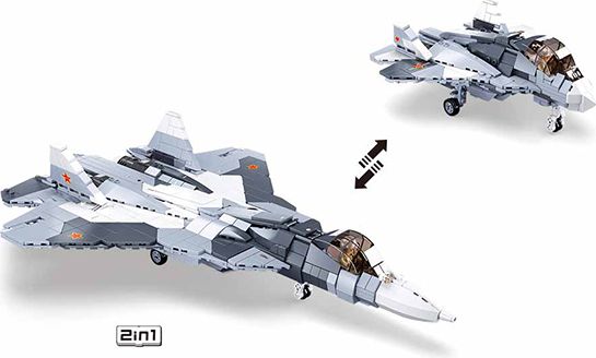 Sluban Model Bricks M38-B0986 Proudový stíhací letoun Su-57 2v1 - obrázek 4