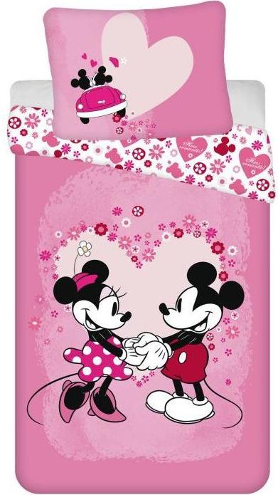 JERRY FABRICS Povlečení Mickey a Minnie Love micro  Polyester - mikrovlákno, 140/200, 70/90 cm - obrázek 1