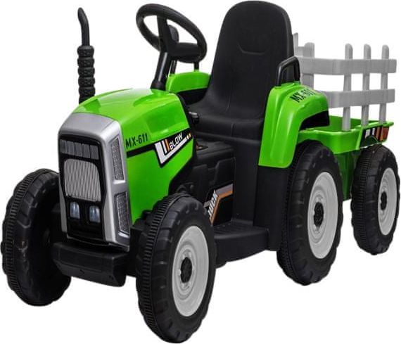 R-Sport Elektrický traktor s vlečkou C1 Zelený - obrázek 1