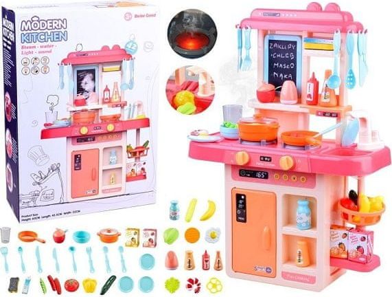 iMex Toys dětská kuchyňka se zvuky a tekoucí vodou růžová - obrázek 1