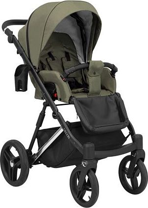 Kočárek Kunert Lazzio Premium dvojkombinace stříbrný rám olivový s květy - obrázek 3