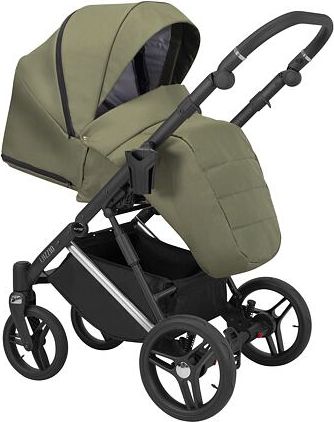Kočárek Kunert Lazzio Premium dvojkombinace stříbrný rám olivový s květy - obrázek 4