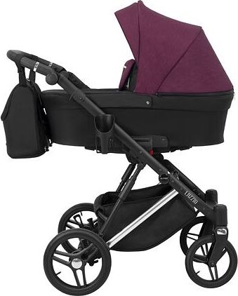 Kočárek Kunert Lazzio Premium dvojkombinace stříbrný rám černý + bordó - obrázek 1