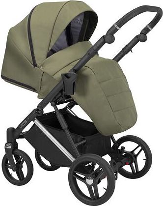 Kočárek Kunert Lazzio Premium trojkombinace stříbrný rám olivový s květy - obrázek 4