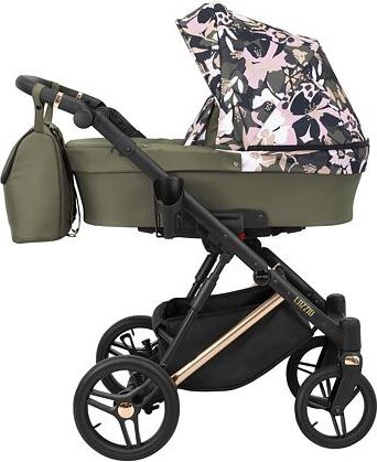 Kočárek Kunert Lazzio Premium trojkombinace cooper rám olivový s květy - obrázek 1