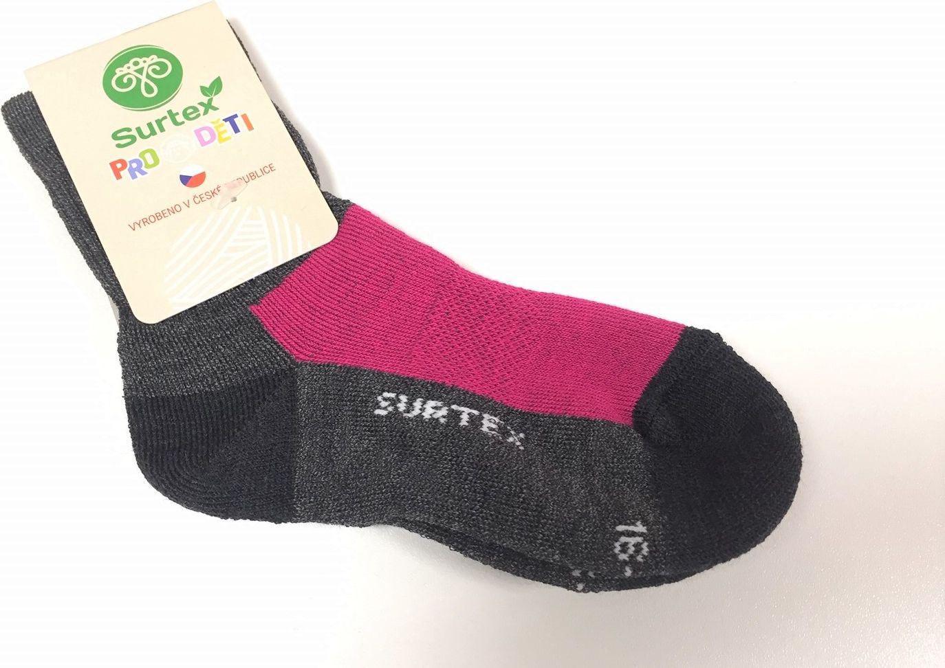 Zimní ponožky Surtex 70% Merino růžovo-šedé Velikost: 18 - 19 - obrázek 1