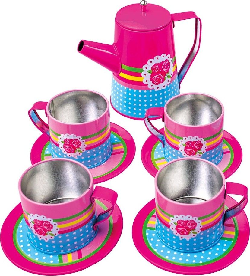 Kuchyň - Dětský kávový set, plechový, Květy (Bino) - obrázek 5