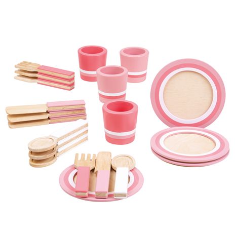 Bigjigs Toys Dřevěný snídaňový servis růžový - obrázek 1