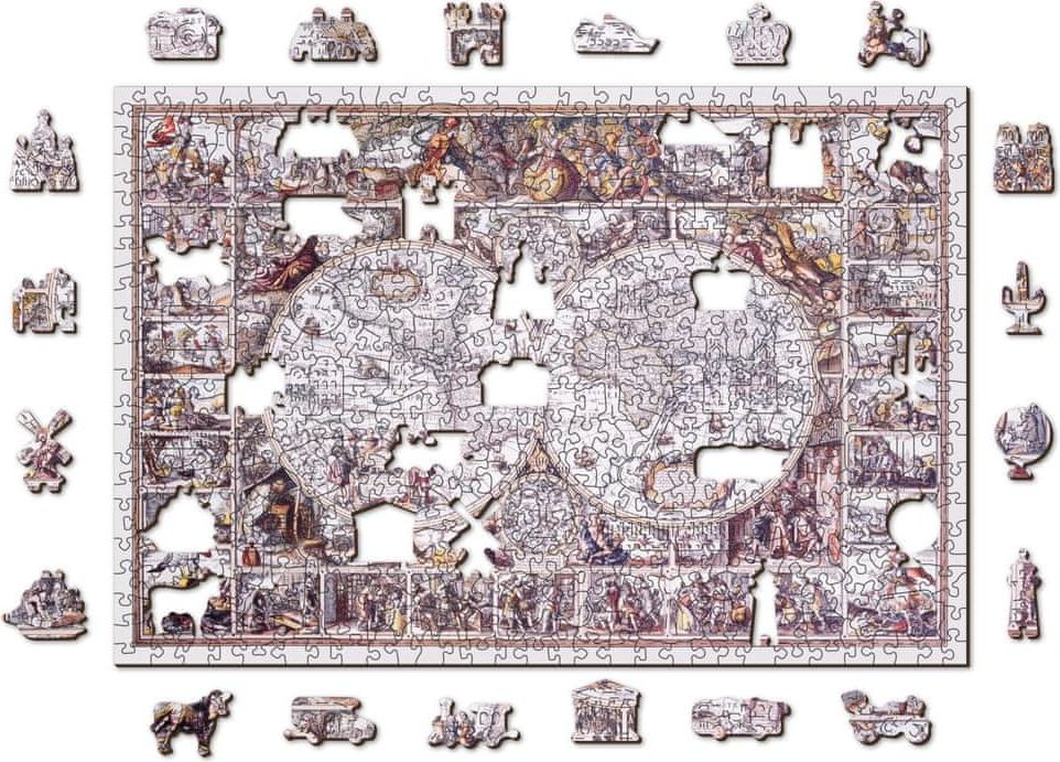 Wooden city Dřevěné puzzle Mapa doby objevů 2v1, 505 dílků EKO - obrázek 1