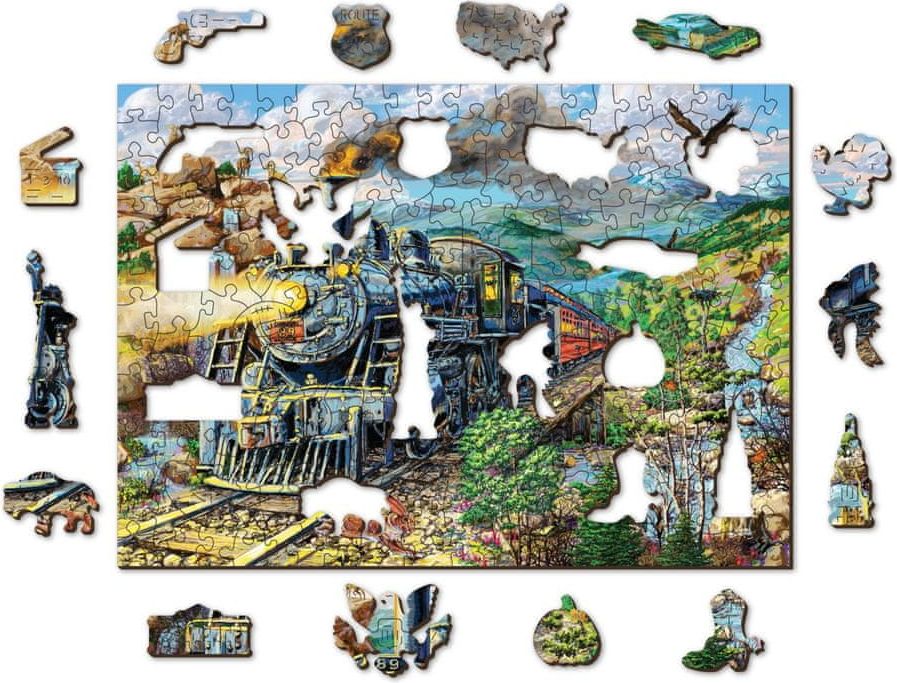 Wooden city Dřevěné puzzle Železnice 2v1, 200 dílků EKO - obrázek 1