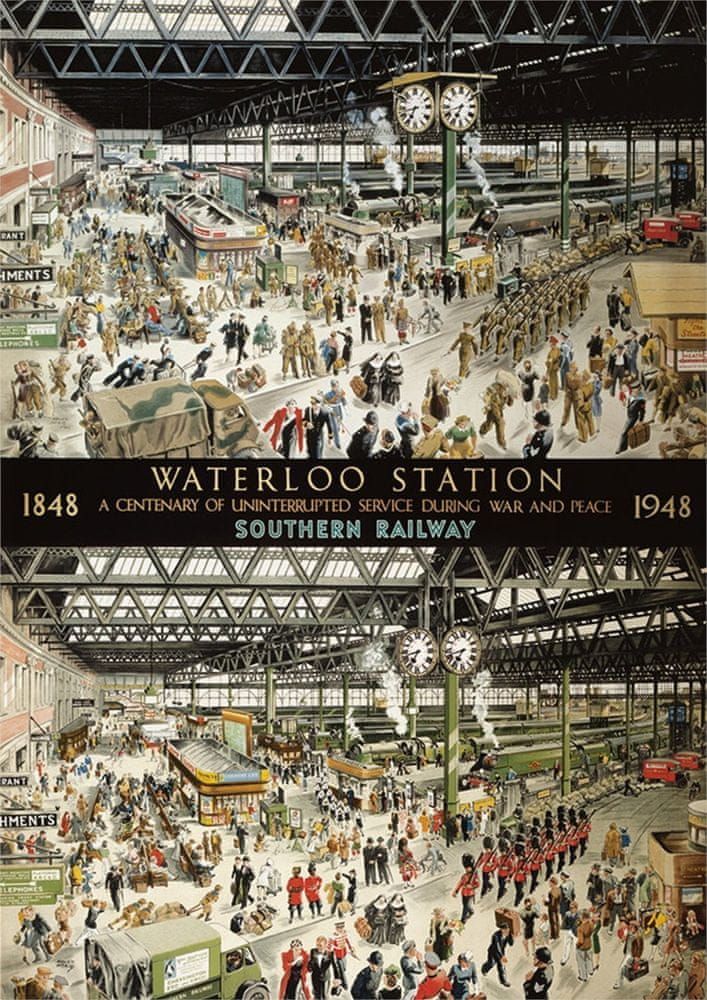Gibsons Puzzle Stanice Waterloo v roce 1848 a 1948, 1000 dílků - obrázek 1