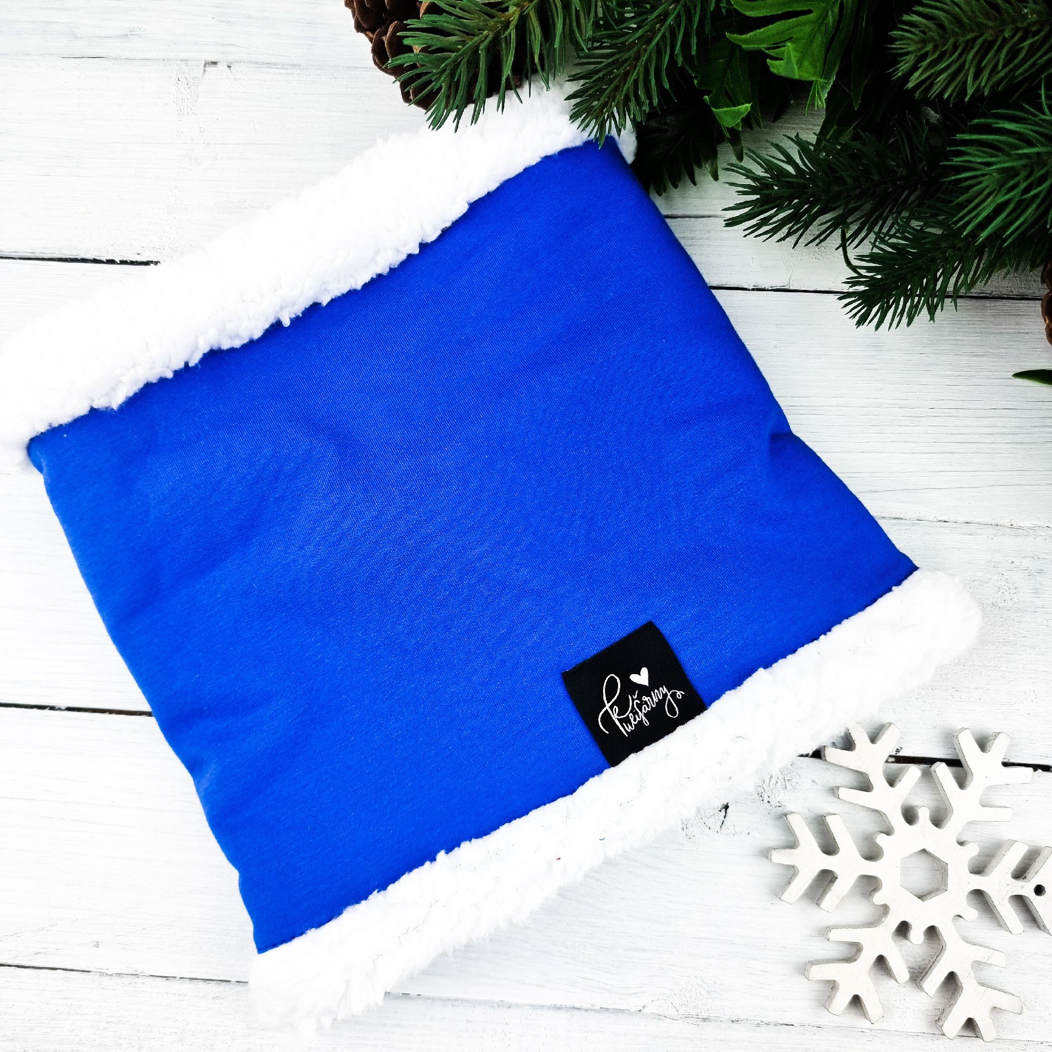 Kulišárny (handmade) Nákrčník s beránkem ,,Blue,, white VELIKOST: 56 - obrázek 1