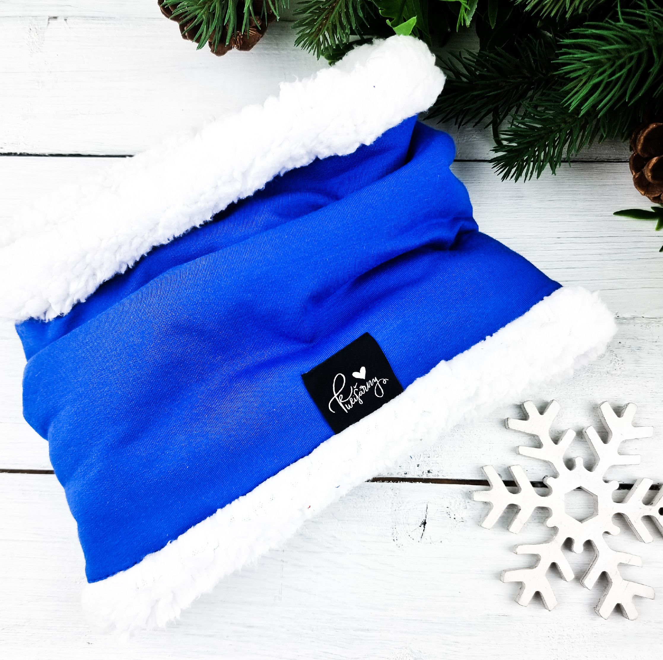 Kulišárny (handmade) Nákrčník s beránkem ,,Blue,, white VELIKOST: 56 - obrázek 2