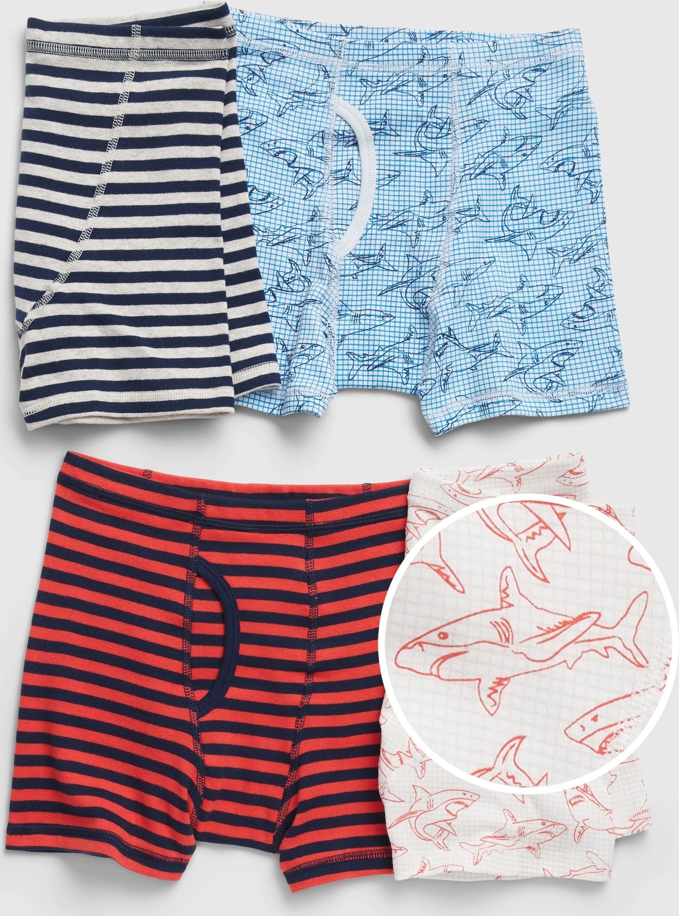 Barevné klučičí boxerky shark organic, 4ks GAP - 98-110 - obrázek 1