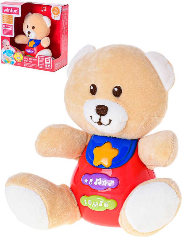 PLYŠ Baby medvídek usínáček 18cm na baterie Světlo Zvuk pro miminko - obrázek 1