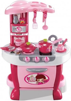 Velká dětská kuchyňka s dotykovým sensorem Baby Mix + příslušenství, Růžová - obrázek 1