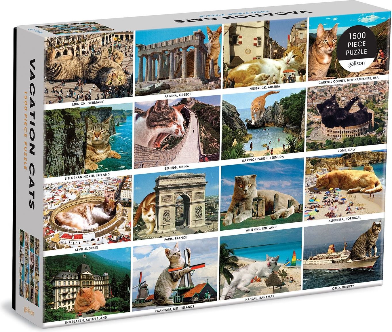Galison Puzzle Kočky na prázdninách 1500 dílků - obrázek 1