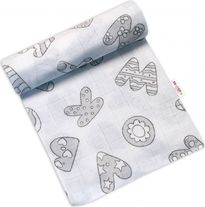 Plena bavlna potisk TETRA PREMIUM - PÍSMENA šedá na bílém - 70x80cm - obrázek 2