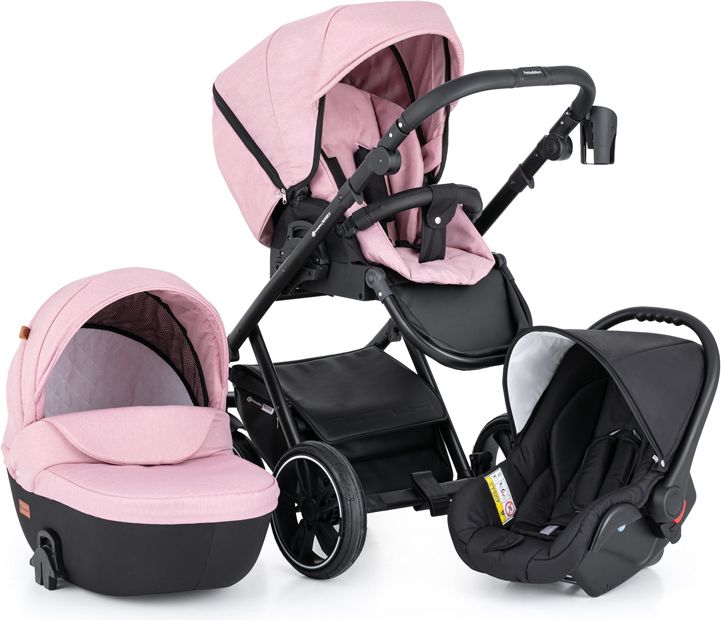 PETITE&MARS Kočárek kombinovaný Rover II 2v1 Rose + Autosedačka Rover II II Universal Black - obrázek 1